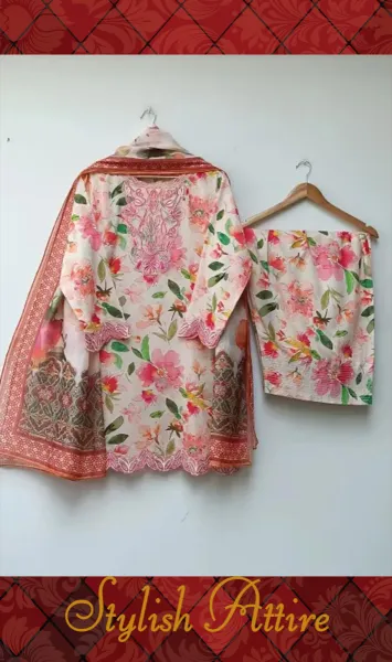 Original Pakistani Textured Lawn with Farshi Salwar. Brand: Sahiba's By Mirza 